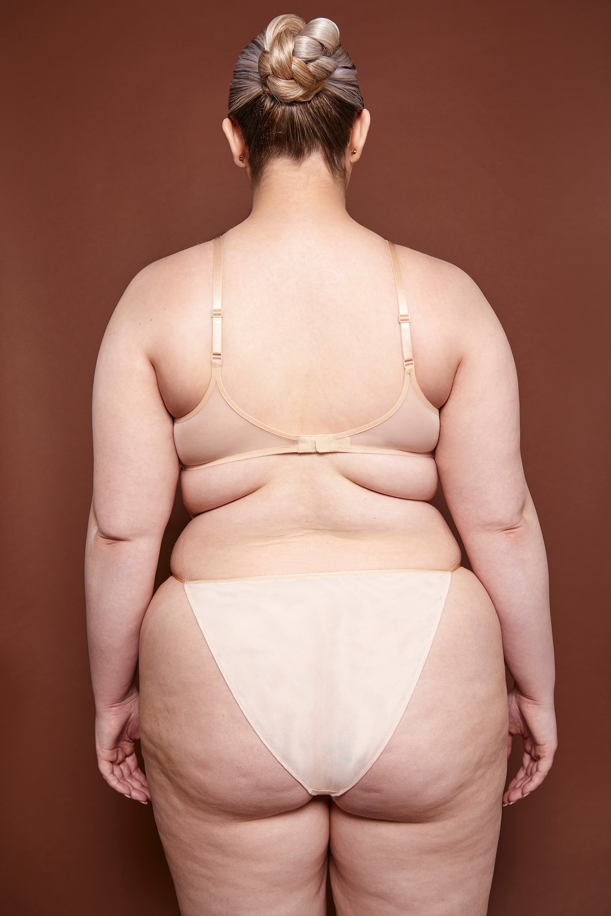 Soft Mesh String Bikini in Beige