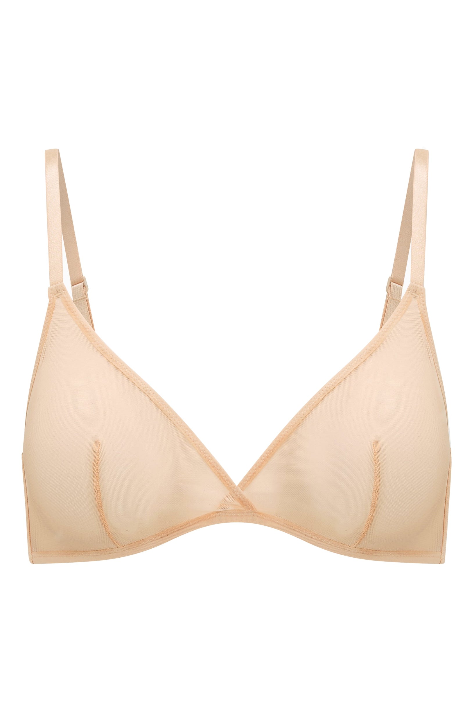 Soft Mesh Single Layer Triangle Bra in Beige - 2