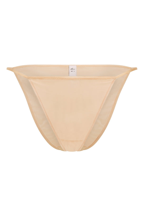 طقم بيكيني شبكي ناعم باللون البيج