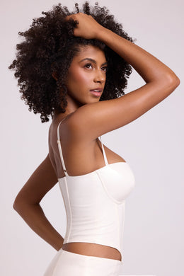 Vinyl Underwired Corset Crop Top in White