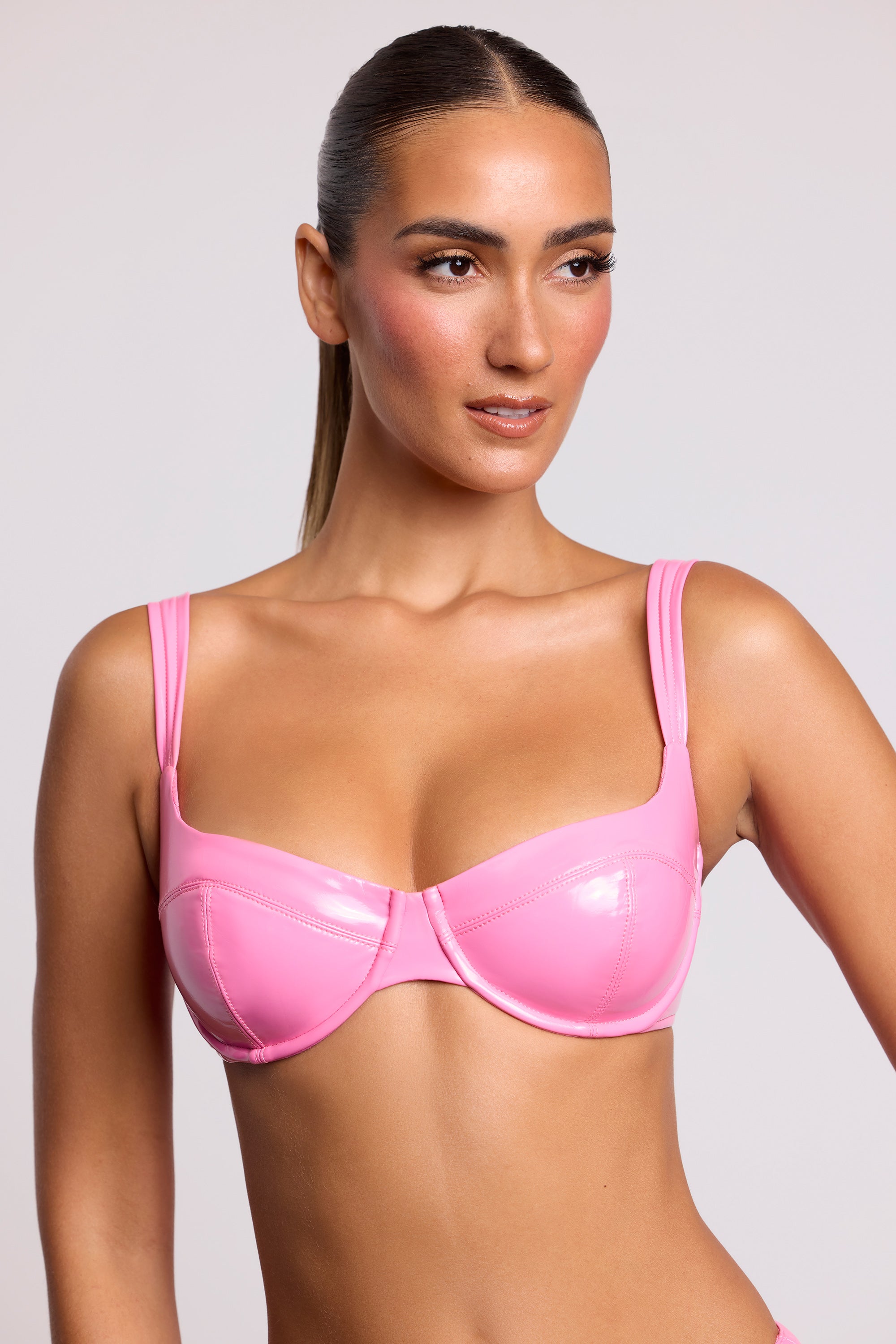 Estelle Vinyl Underwired Bralette in Pink Oh Polly