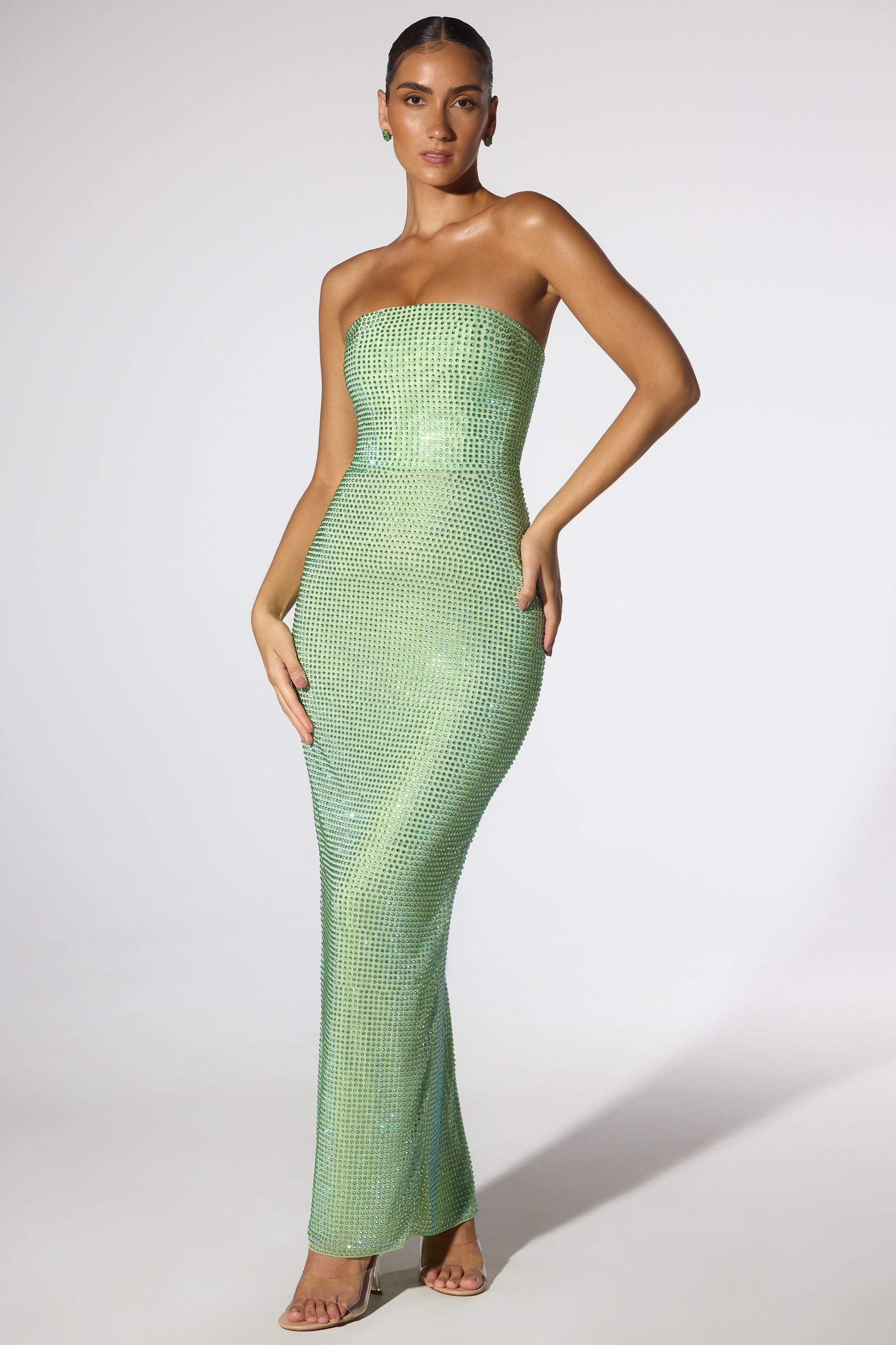 sage green strapless dress ZAPAKA Women Two piece Long Prom with a Neck Scarf Mermaid Beaded Satin Formal Dress, Sage Green / US2 Designed with a softly gathered bust overlay Embellished Strapless Evening Gown in