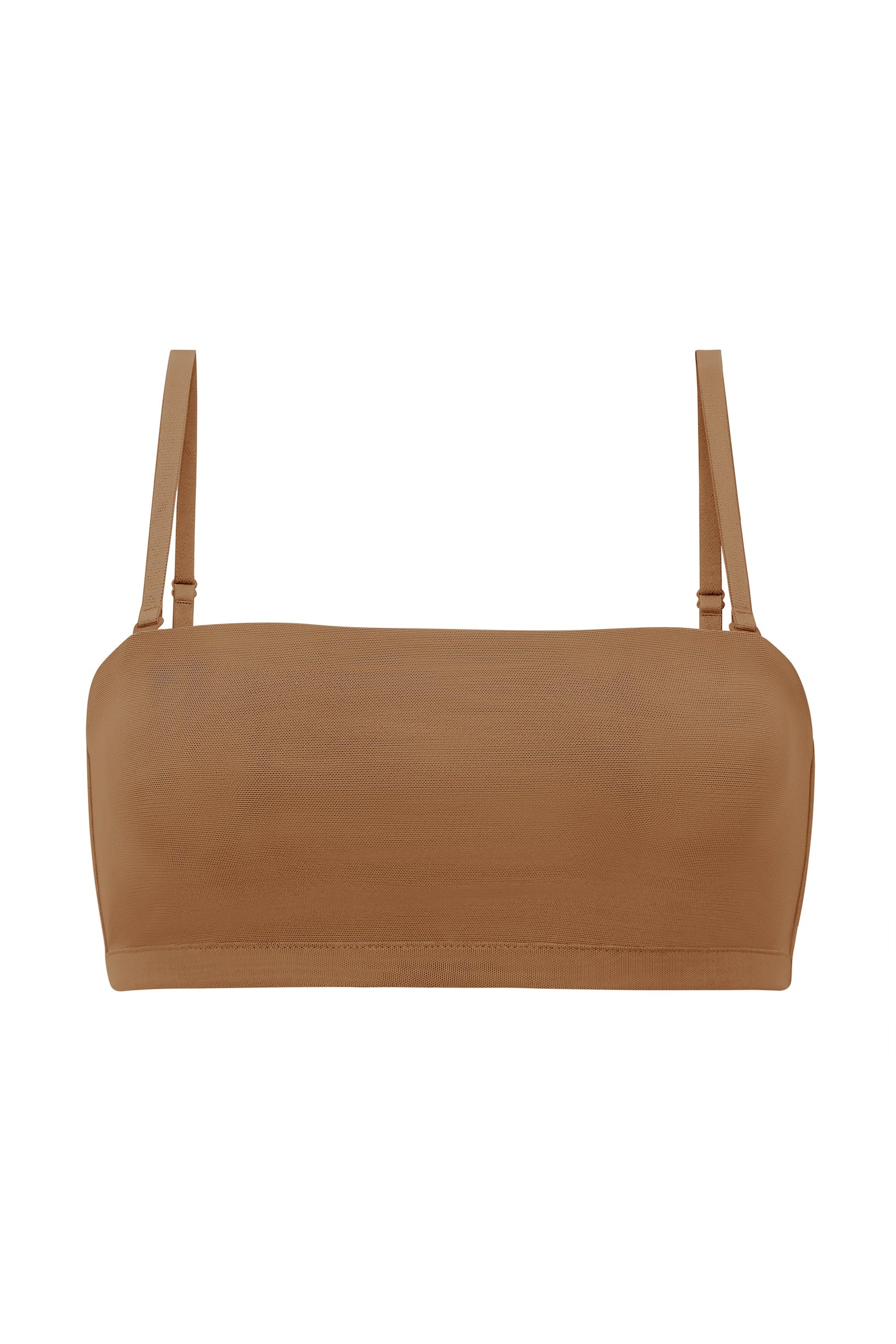 Soft Mesh Bandeau Bra in Almond - 2