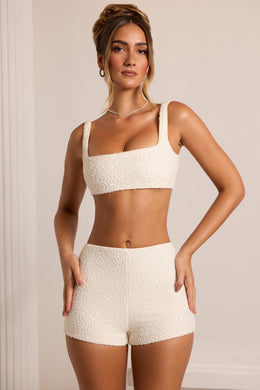 Embellished Square Neck Bralette in White