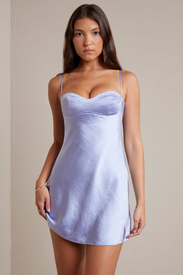 Satin Soft Cup A-Line Mini Dress in Periwinkle