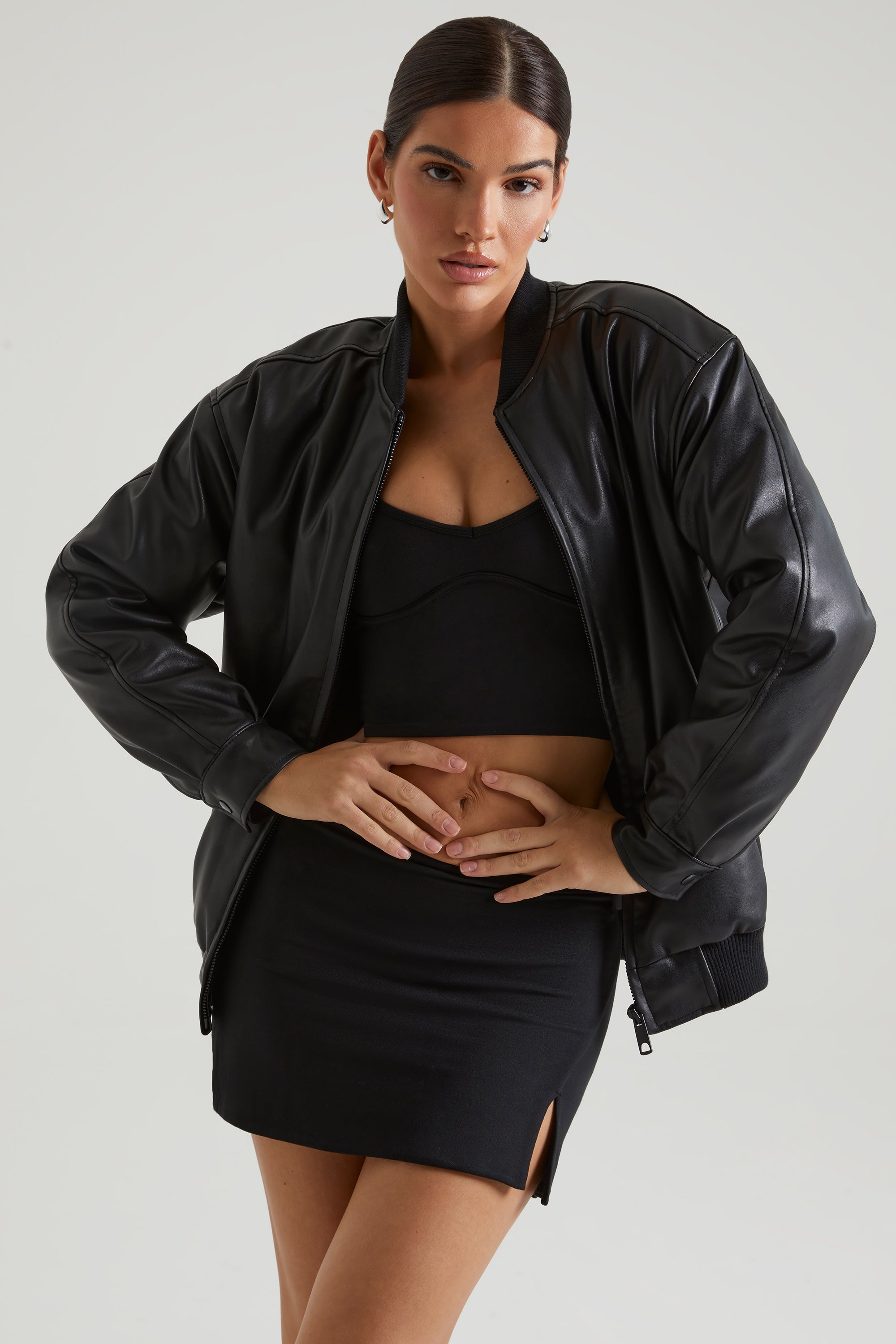 Maple Faux Leather Jacket in Black Oh Polly