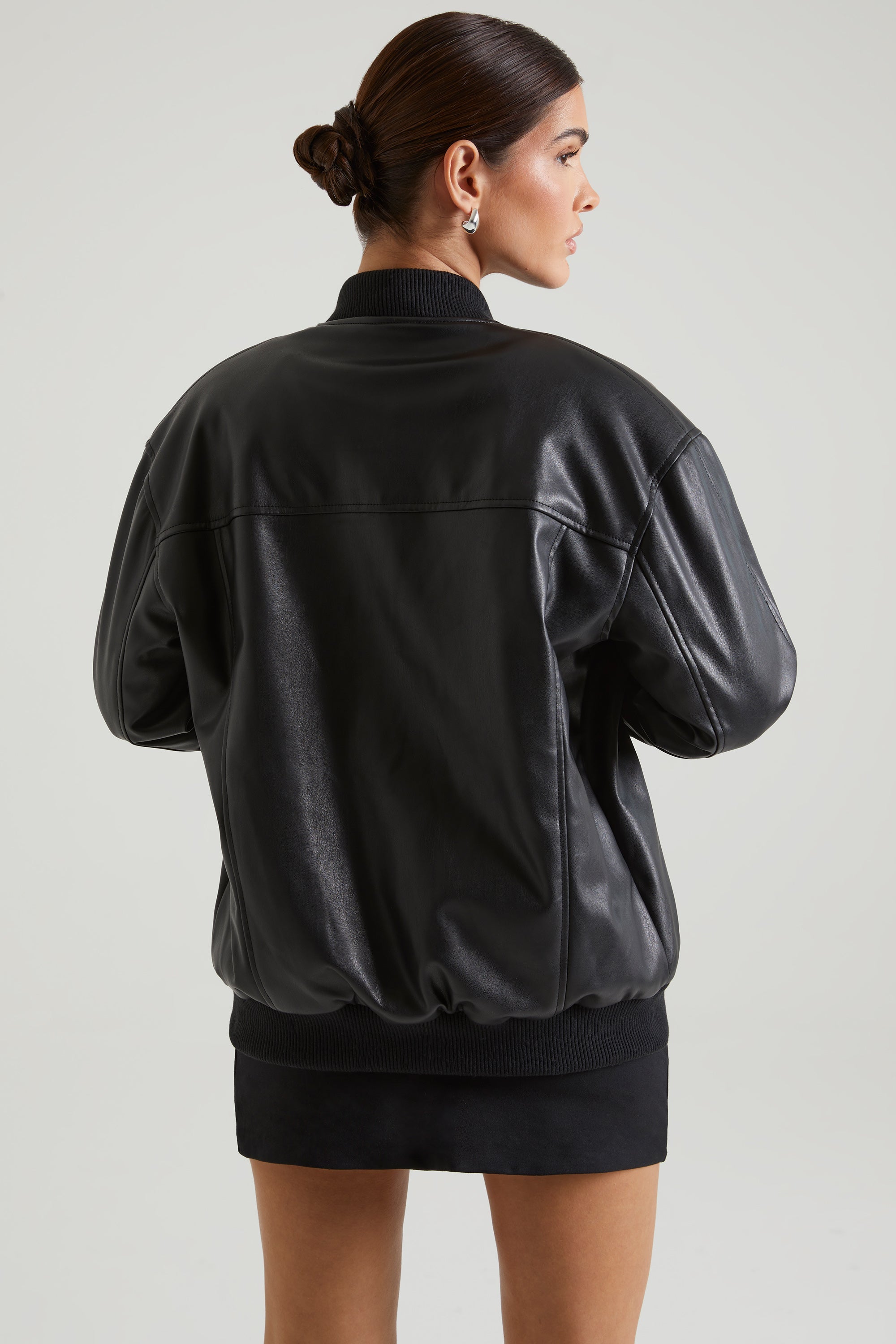 Ribbed leather jacket sales