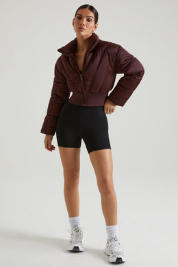 Ribbed Puffer Jacket in Brown