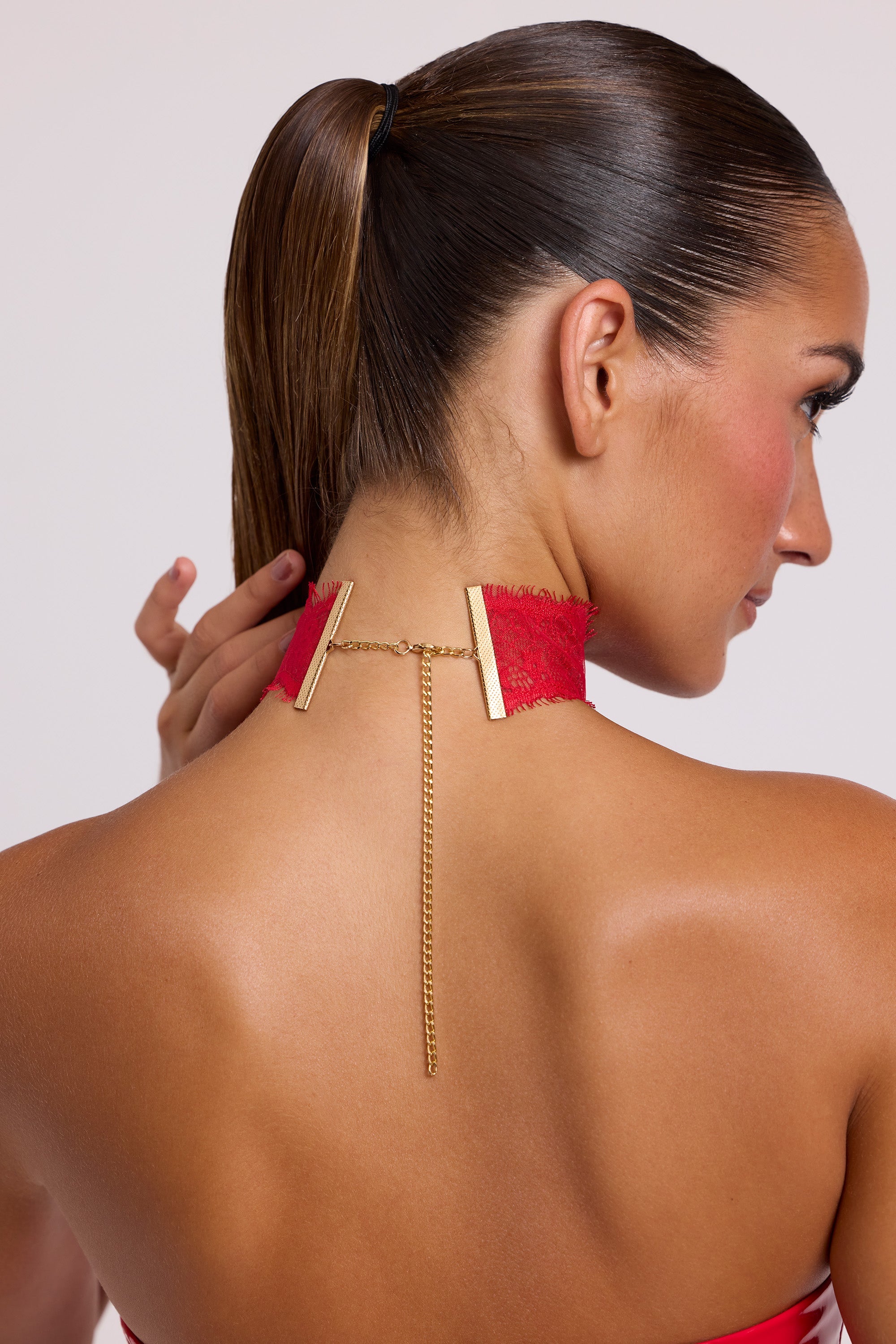 Hex Lace Choker in Fire Red Oh Polly