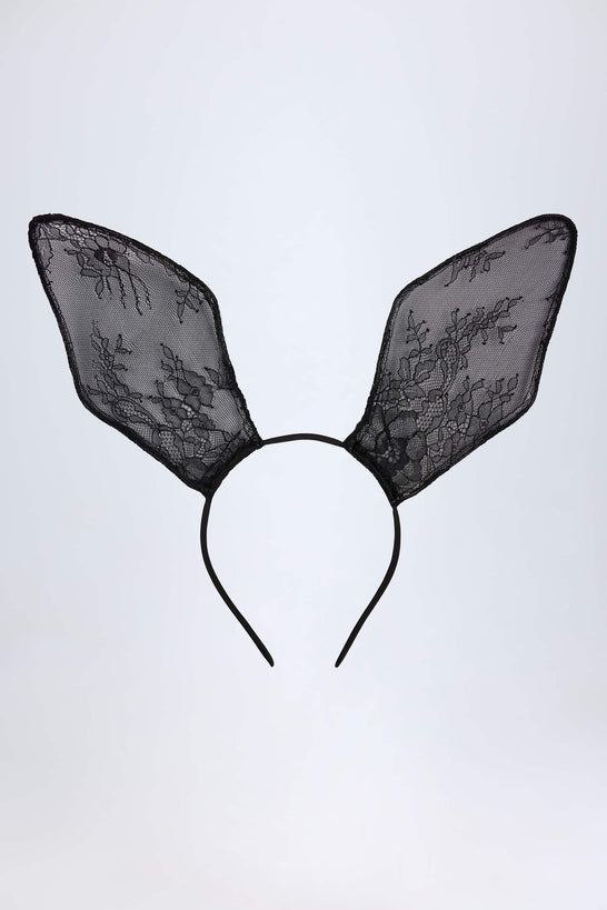 عصابة رأس سلكية من الدانتيل باللون الأسود