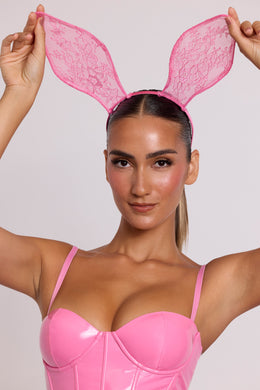 Wired Lace Bunny Ears in Pink