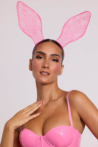 Wired Lace Bunny Ears in Pink