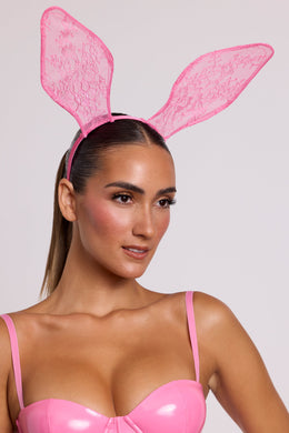 Wired Lace Bunny Ears in Pink