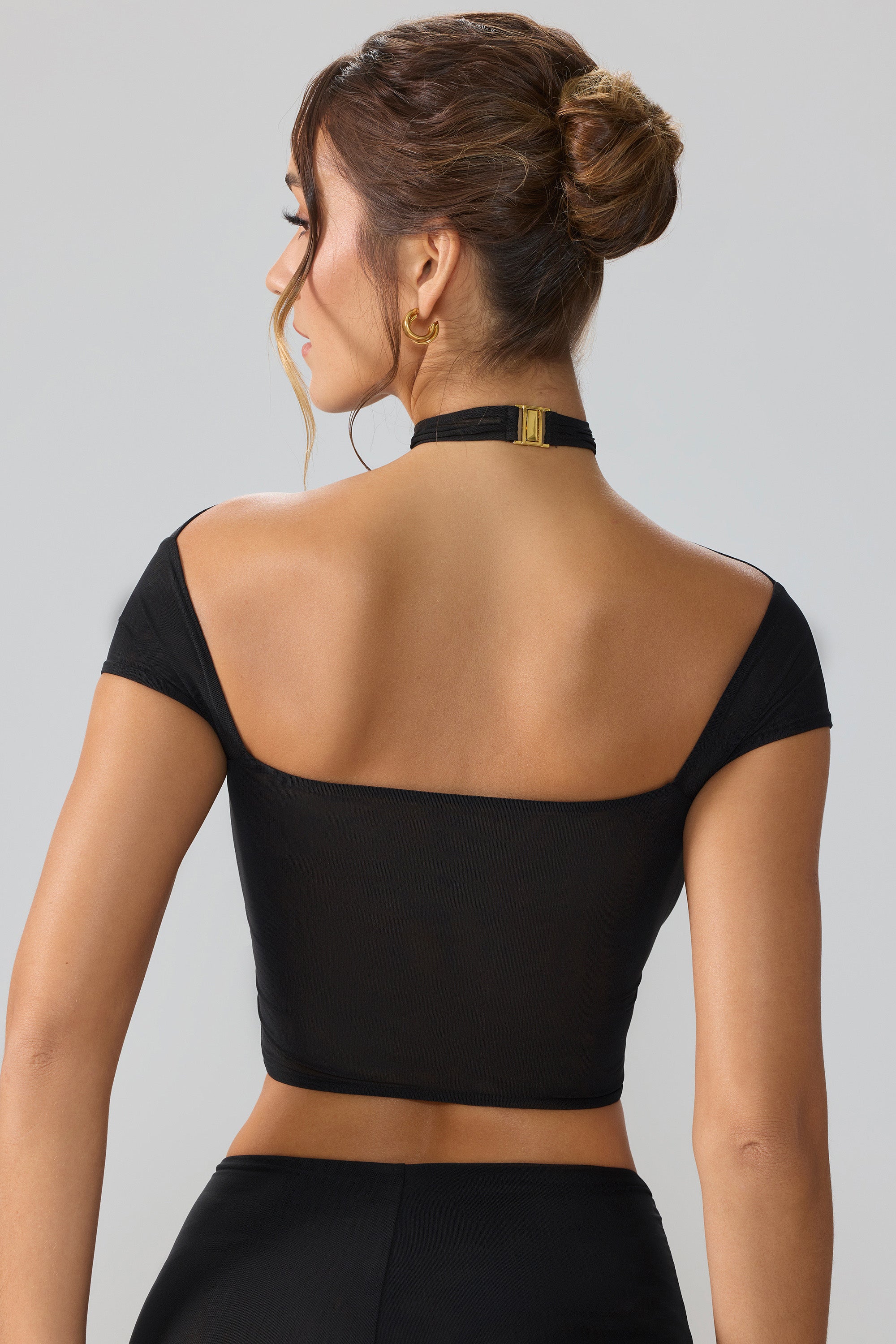 Black mesh cut out top hotsell
