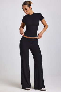 Tall Mid Rise Wide Leg Trouser in Black