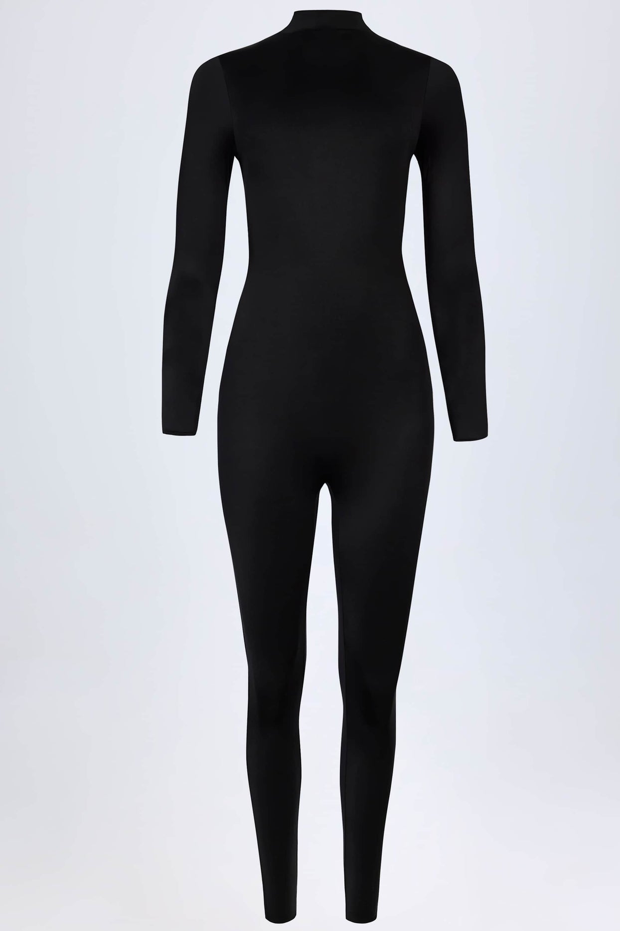 High Neck Long Sleeve Jumpsuit in Black
