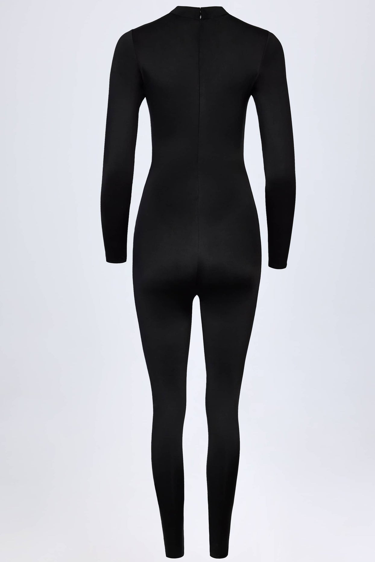 High Neck Long Sleeve Jumpsuit in Black