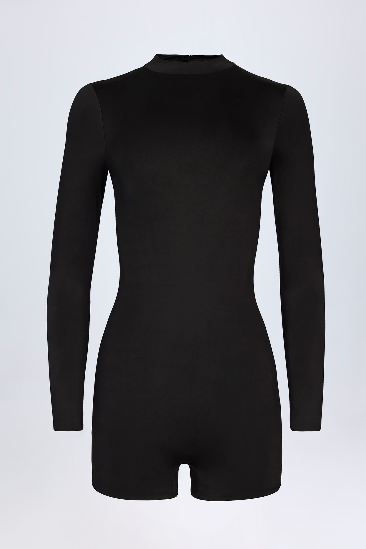 Slinky Jersey Long-Sleeve Playsuit in Black