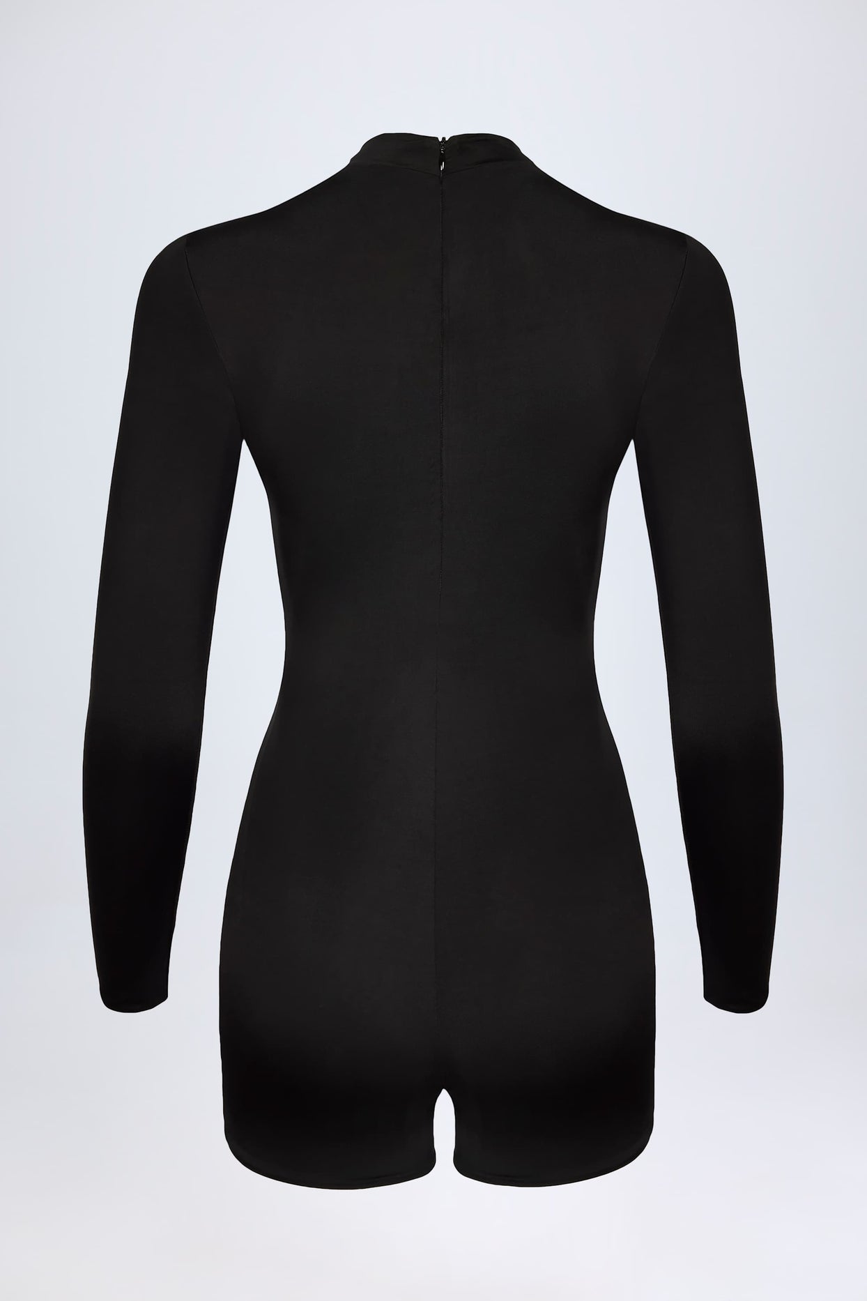 Slinky Jersey Long-Sleeve Playsuit in Black