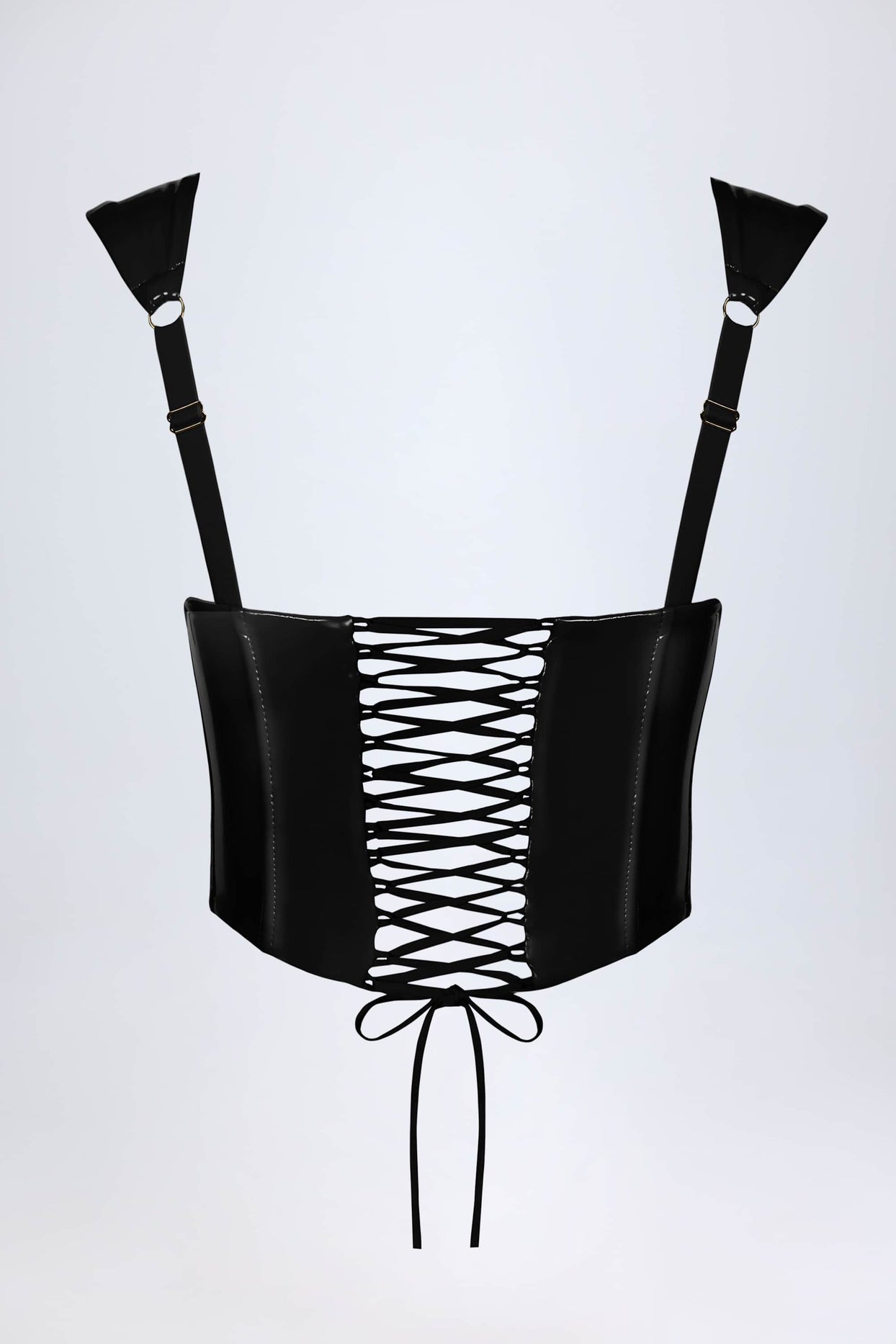 Vinyl Lace-Up Corset Top in Black