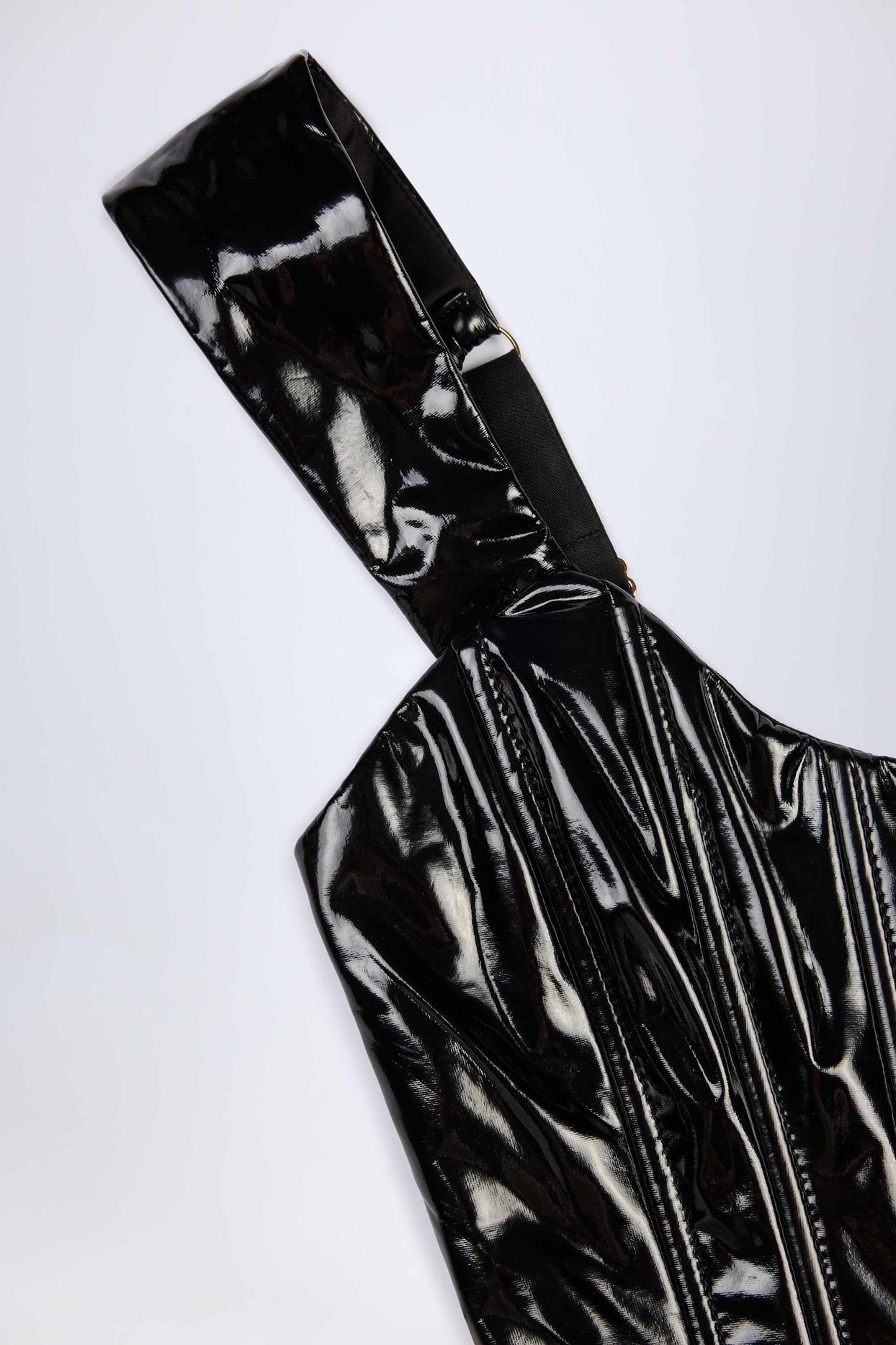 Vinyl Lace-Up Corset Top in Black