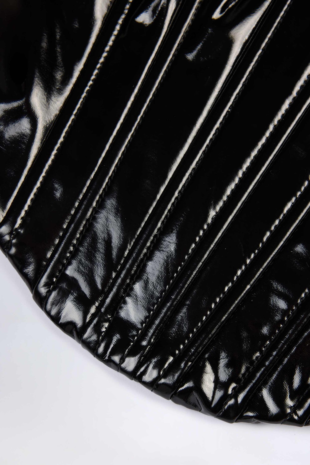 Vinyl Lace-Up Corset Top in Black