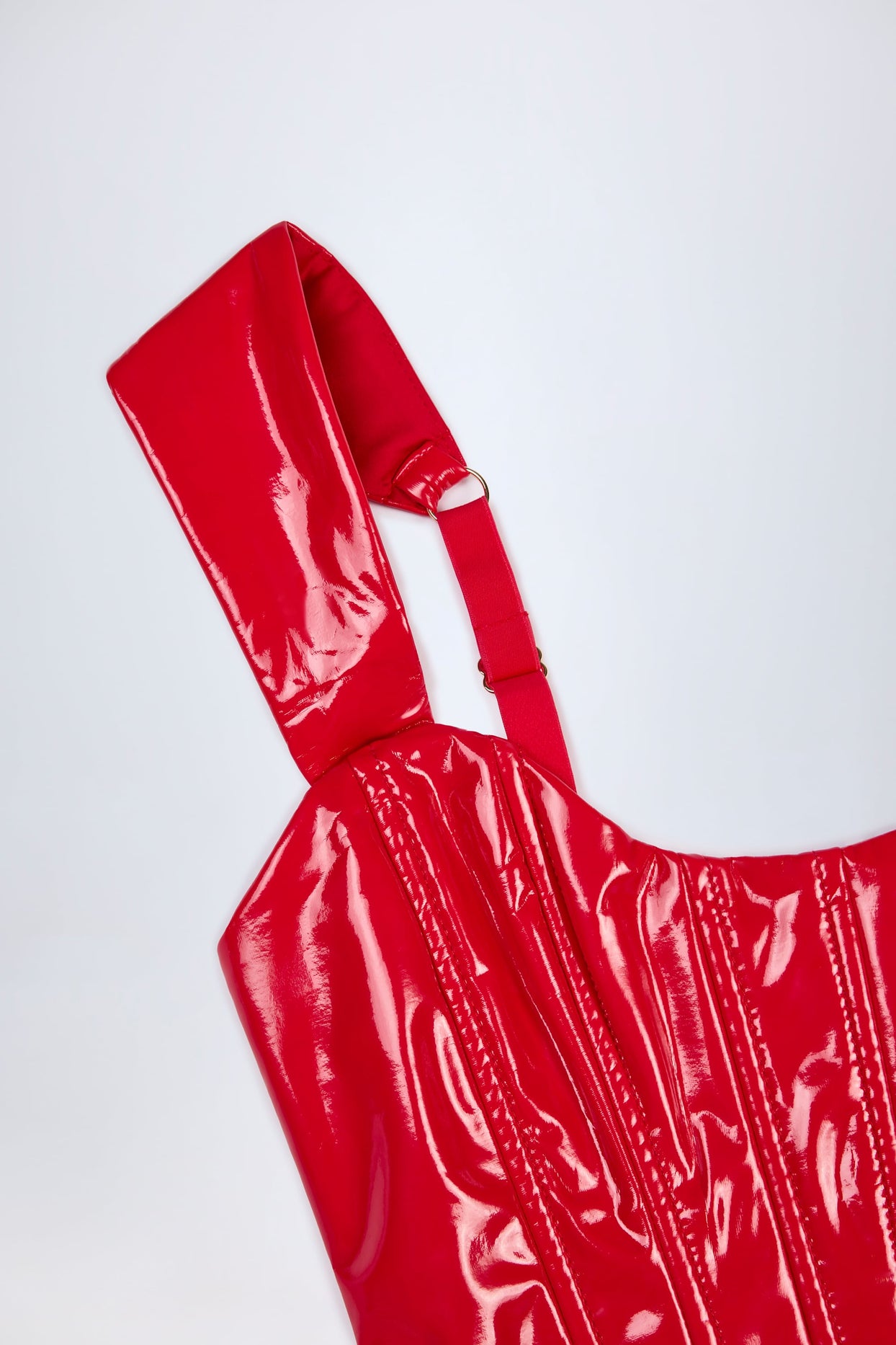 Vinyl Lace-Up Corset Top in Fire Red