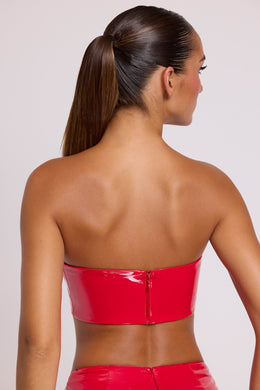 Vinyl Bandeau Bralette in Fire Red