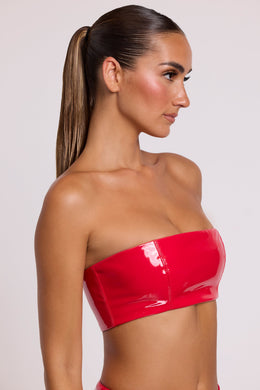 Vinyl Bandeau Bralette in Fire Red