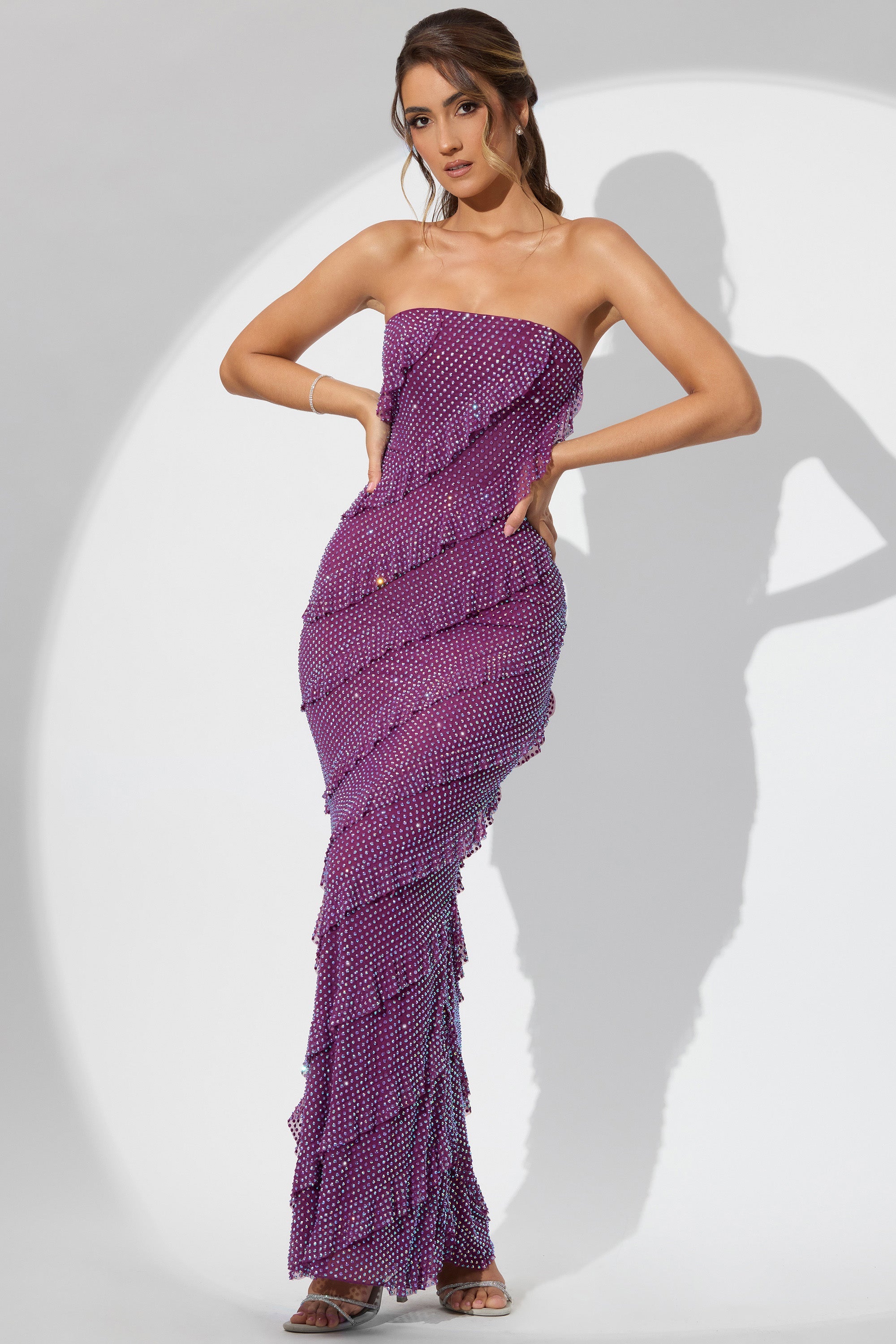 Strapless ruffle hotsell maxi dress