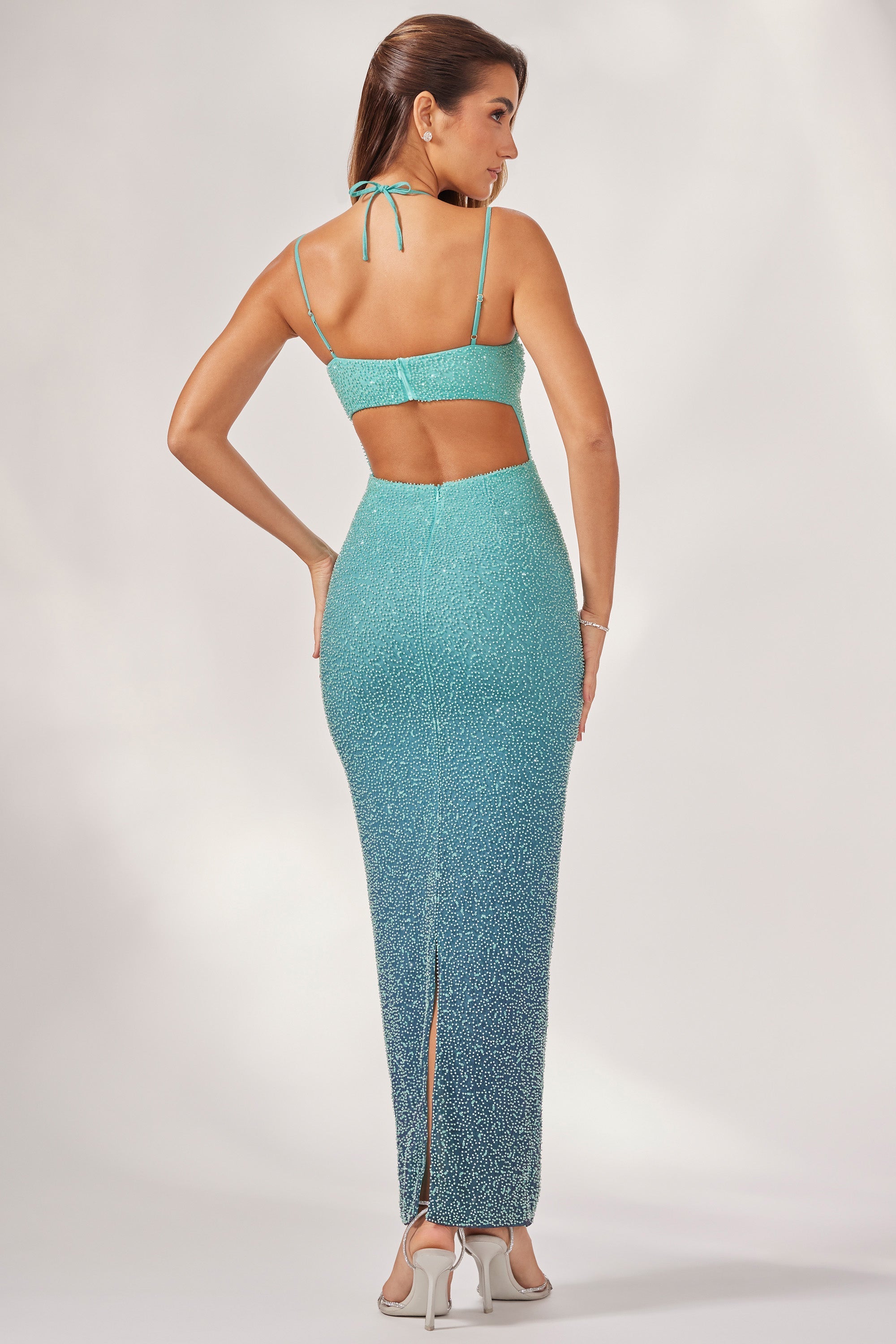 Embellished Maxi Dress in Blue Ombré