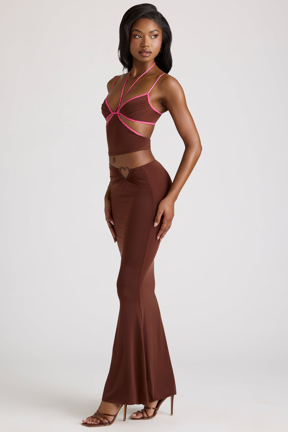 Contrast Binding Cami Top in Chocolate Brown