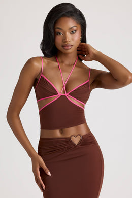Contrast Binding Cami Top in Chocolate Brown