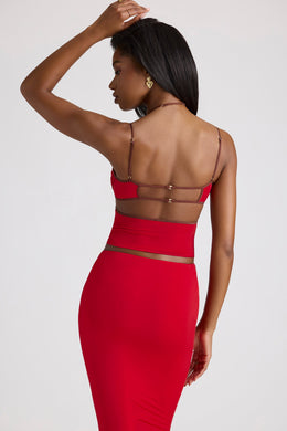 Contrast Binding Cami Top in Fire Red