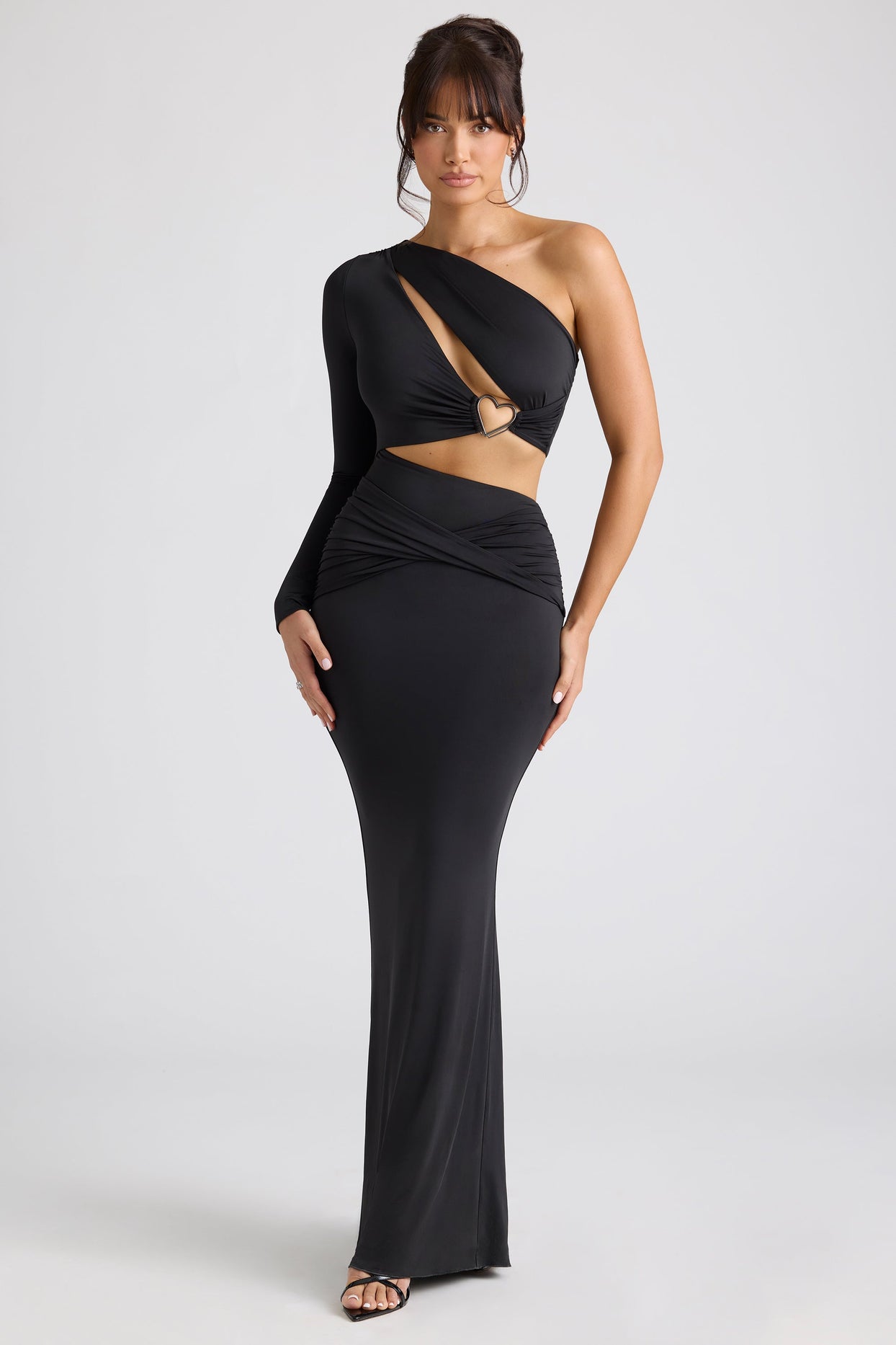 single sleeve cut out maxi dress ASOS DESIGN one sleeve cut out maxi dress in black