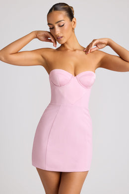 Strapless A-Line Mini Dress in Soft Pink