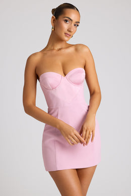 Strapless A-Line Mini Dress in Soft Pink