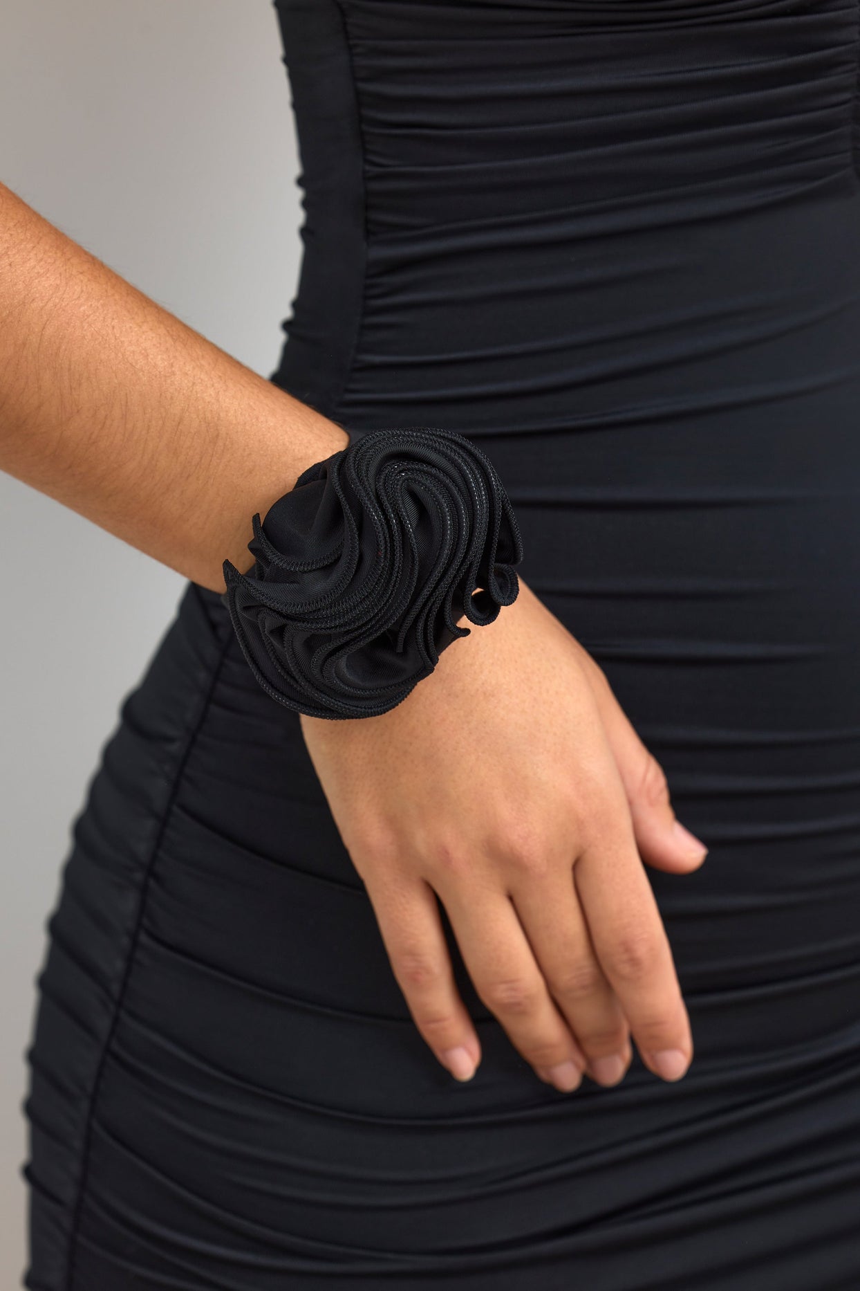 Slinky Jersey Floral Corsage in Black