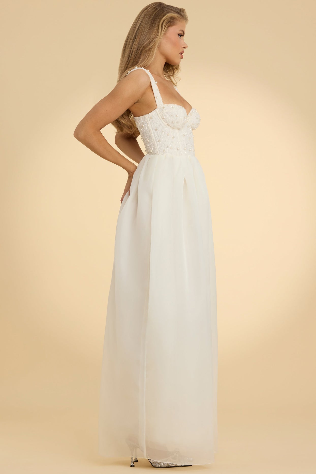 Delancey Embellished Corset Gown in White | Oh Polly Delancey Embellished Corset Gown in White | Oh Polly