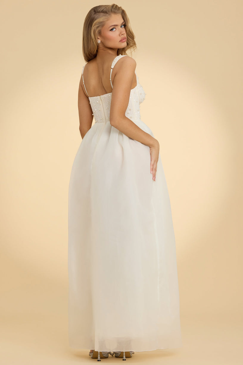 Embellished Corset Gown in White - 2