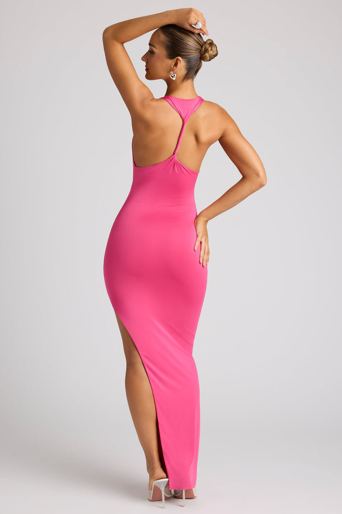 Multiwear Cowl Neck Wrap Over Evening Gown in Magenta
