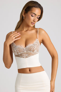 Lace Panel Cami Top in Ivory