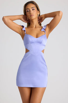 Cut Out Satin Mini Dress in Blue Lavender