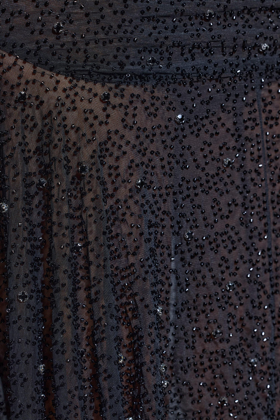 Oh Polly's Priscilla wearing the Soustons Maxi Skirt in Black Embellished fabric perfect for elegant evening events