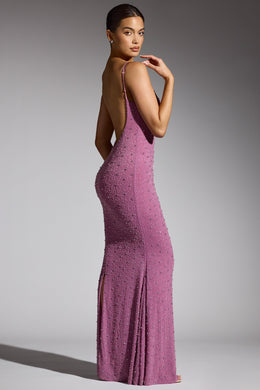 Embellished Asymmetric Maxi Dress in Grape