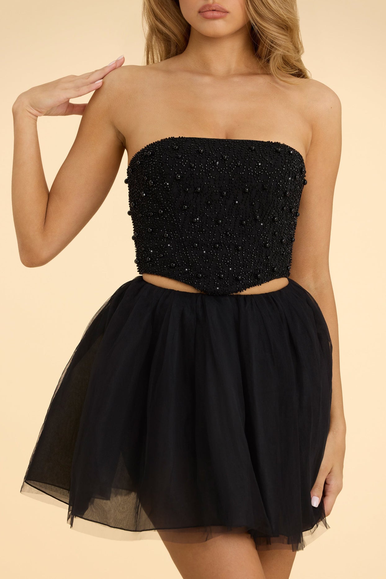 Strapless Corset Crop Top in Black