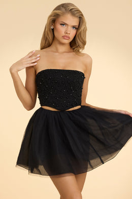 Strapless Corset Crop Top in Black