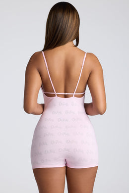 Strappy Low Back Pointelle Romper in Baby Pink