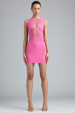 Embellished Mid-Rise Mini Skirt in Bubblegum Pink