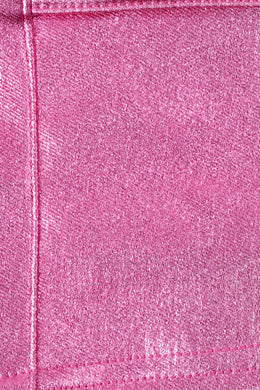 Metallic Denim Cropped Bralette in Deep Pink